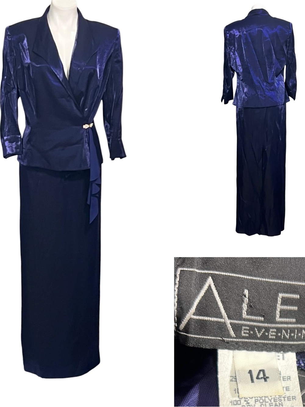 ALEX EVENING Skirt Suit 14 purple Satin shimmer Evening maxi church formal